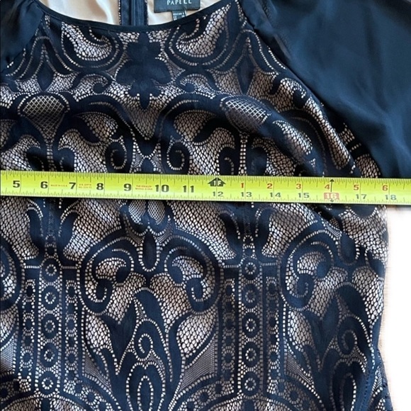 Adrianna Papell Size 6 Dress, Black with a cream color underneath lace, business - Picture 7 of 9